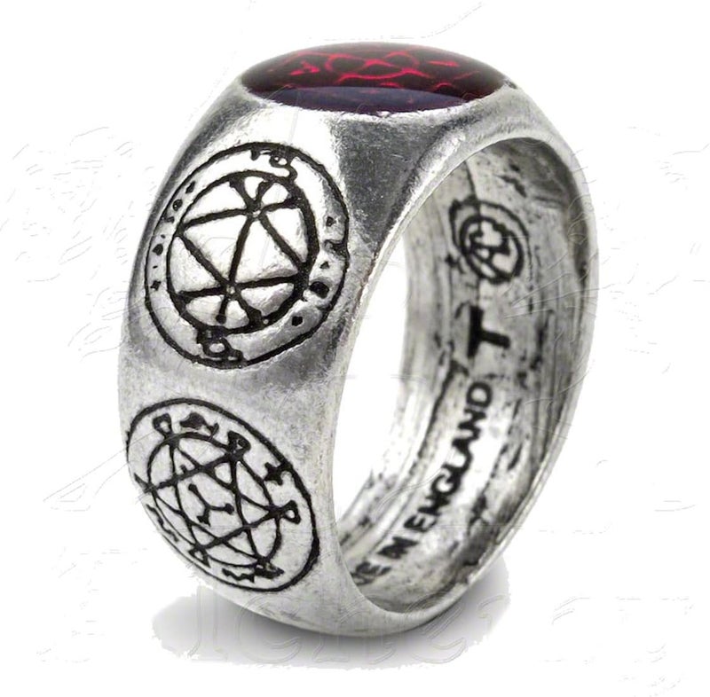 Alchemy Gothic The Vault Agla Pewter Talisman Ring with Red Gem - Size 7 - Image 3